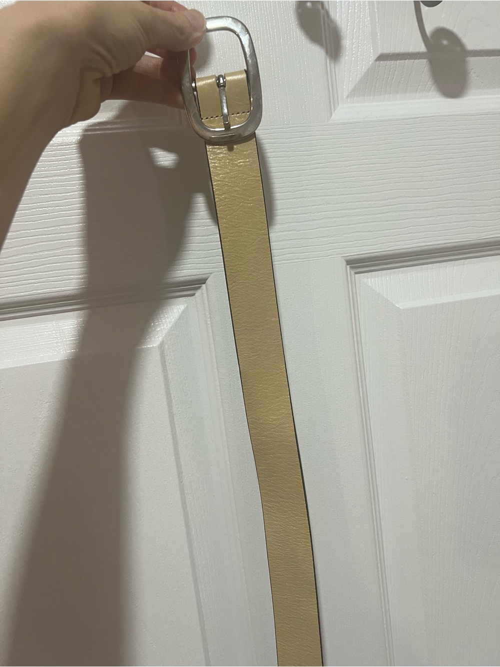 ZARA Tan Faux Leather Belt Silver Tone Buckle Size S/M